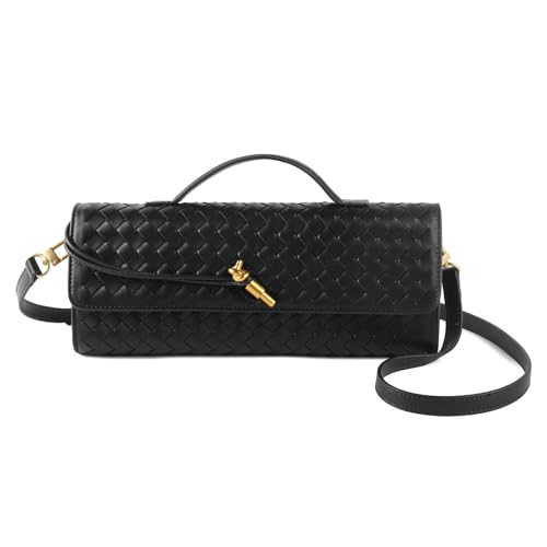 Woven Handbag for Women Evening Bag, Woven Leather Shoulder Handbag Clutch Purse Casual Tote Bags