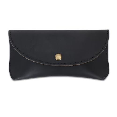 Image of Leather Eyeglass Case Genuine Leather Sunglasses Case Eyewear Pouch Glasses Sleeve Slim Unisex Eyeglass Holder