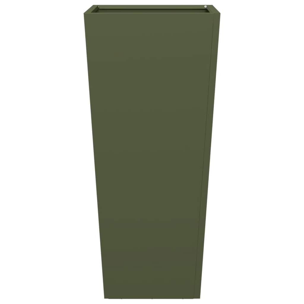 Générique Fioriere in acciaio, 2 pezzi, verde oliva, 35 x 35 x 75 cm | Senza fori di drenaggio, antiruggine, antierbacce, per balcone patio