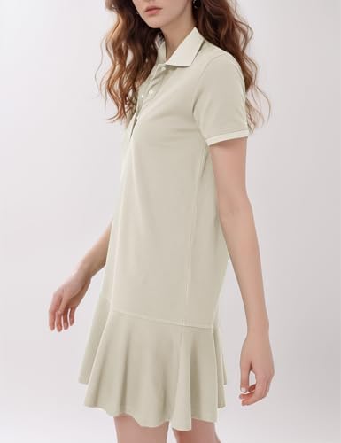 Image of Flygo Womens Polo Dress Summer Short Sleeve Ruffle T Shirt Dress