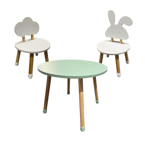 La mejor comparación de Mesas sillas infantil los preferidos por los clientes. 34 MRK HOME Mesa y Sillas para Niños de Madera, Moderna, Ligera, Resistente, Fácil de Limpiar, para Interiores y Exteriores, Verde