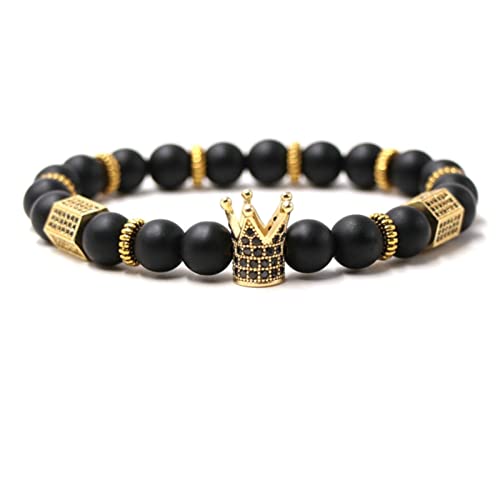 Bracelet pierre oeil de tigre véritable CNCNSH et perles couronne luxe