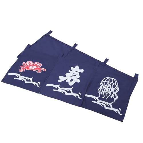 Cortina para Puerta de Restaurante de Sushi de Estilo japonés, Panel Feng Shui Noren de poliéster Azul, decoración Colgante de Puerta de Seis Piezas de 43x210 cm para Tienda y hogar