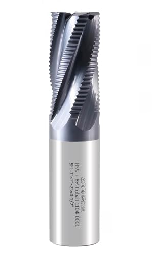 Image of Accusize Industrial Tools Fine Tooth M42 8% Cobalt Tialn Roughing End Mill, 1'' Diameter, 1'' Shank Diameter, 2'' Flt Length, 4-1 /2'' Oal, 1104-0001 | Fine Tooth, M42 8% Cobalt, TiAlN Coated, 4-1 /2 inch OAL, Single End, Center Cutting