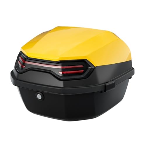 OXIZER-バイク リアボックス 自転車 大容量 防水・防塵 耐摩耗性と耐落下性 プボックス 自転車リアボッ 取り付け付属品付き バイク用 取り外し可能 夜は反射する 複数の車両にユニバーサル ヘルメットバッグ トップケース (イエロー,テールボックス+