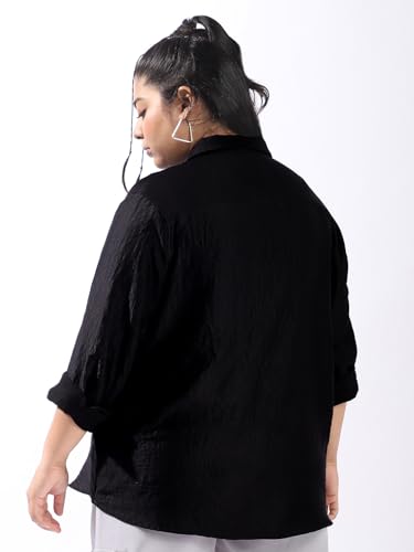 Image of High Star Women Plus Size Boxy Fit Spread Collar Long Sleeves Shirt
