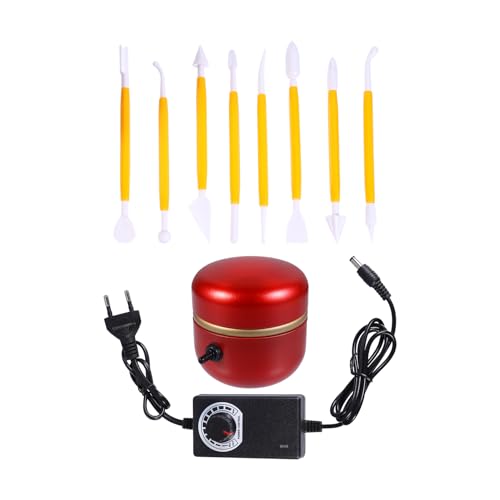 FONDOTIN Mini Torno de Alfarero Eléctrico con Plato Giratorio y Herramienta para Modelar Arcilla Máquina de Cerámica con Velocidad Ajustable Color Rojo para Uso Doméstico y Talleres de