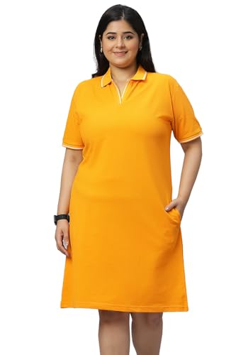 Image of Wear Your Opinion Women's Plus Size Soft PQ Polo Collar Neck Tipped Tshirt Dress