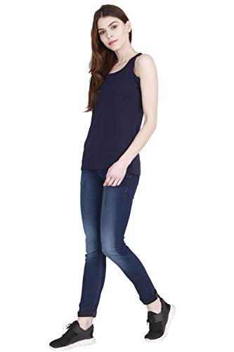 Image of FLEXIMAA Women's Cotton Plain Round Neck Sleeveless T-Shirt
