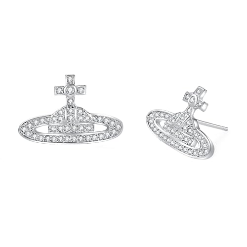 Saturn Earrings Aesthetic Cubic Zircon Silver Saturn Stud Earring Jewelry for Women Gift