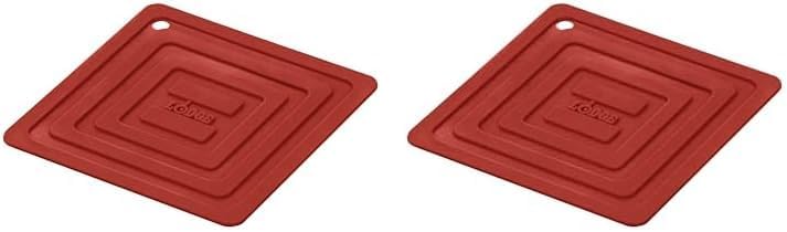 Lodge AS6S41 - Soporte cuadrado de silicona para ollas, color rojo (paquete de 2)