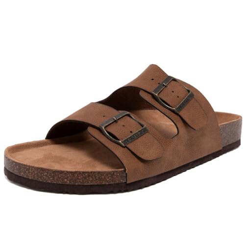Image of Nautica Men's Sandals - Casual Slides with 2 Adjustable Buckle Straps and Cork Footbed for Ultimate Comfort and Style (Regular /Wide Width, Big Size)