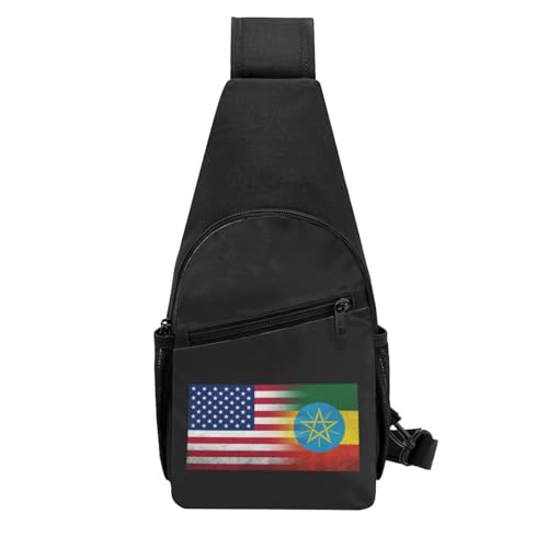 Retro American Ethiopian Flag，Fashion One-Shoulder Bag，Anti-Theft Crossbody Shoulder Chest Bag3