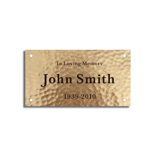 Personalized Brass memorial plaques for outdoors,Engraved Name plate | House Signs | Plaque with Screw Holes | Ideal for Fixing to Memorial Benches | Remembrance Sign