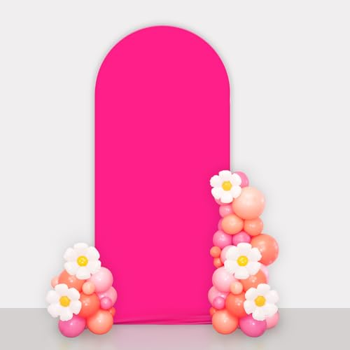 AIBIIN Arrière-plan en forme d'arche - Double face - Convient aux décorations de mariage, d'anniversaire, de fête prénatale et de banquet - Rose vif - 0,8...