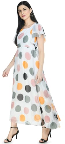Image of Polka Printed Georgette Dress for Women