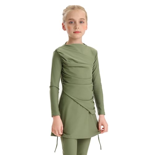 Image of Muslim Swimsuits for Girls Modest Swimwear Full Cover Hijab Burkini Islamic Top Pants Cap 3PCS Rash Guard Sets