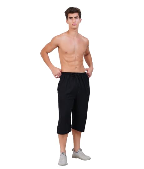 Image of RUGAN Men's Cotton Capri Three Fourth Shorts Dual Zipper 3 /4th Pants Pack2