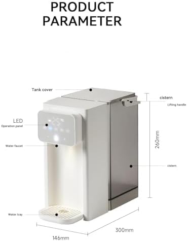 Dispensador de Agua Caliente instantánea, Calentador de Agua de 3 litros, calefacción rápida 2000W, Control táctil led, Cerradura de Seguridad, Adecuado para el hogar y la Oficina.