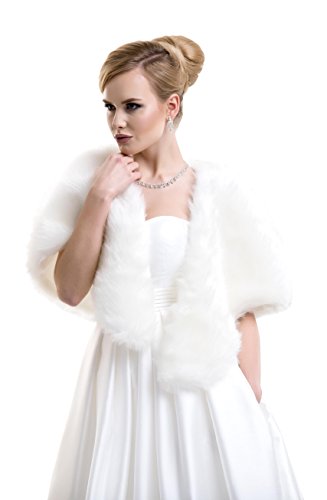 Lacey Bell Damen Brautjacke Pelz Bolero Kunstlichem Fell Braut Pelzimitat Jacke FFJ-23 Cover