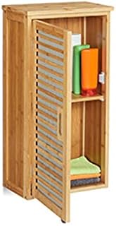 Relaxdays Bamboo Wall-Mounted Bathroom Cabinet, 2 Shelves, Height-Adjustable, H x W x D: 66 x 35 x 20 cm, Natural, Packof 1