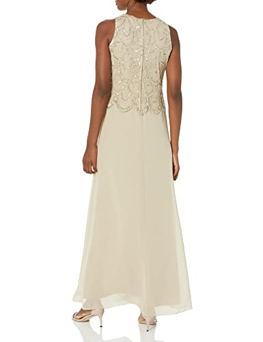 Image of J Kara Womens Plus Size Sleeveless Beaded Pop Over Long Dress with Scarf