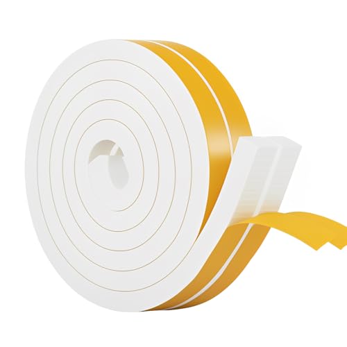 logei Dichtband Selbstklebend, Gummidichtung Türdichtung Schaumstoff Klebeband Dichtungsband für Türen Fenster Gummi Schaum Siegel Schalldämmung Kollision (12mm(B) x 10mm(D)/4m)