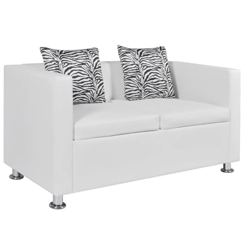 ARKEM Sofá de 2 plazas de Cuero Artificial Blanco Sofa Cama 2 Plazas Barato Sofas PequeñOs