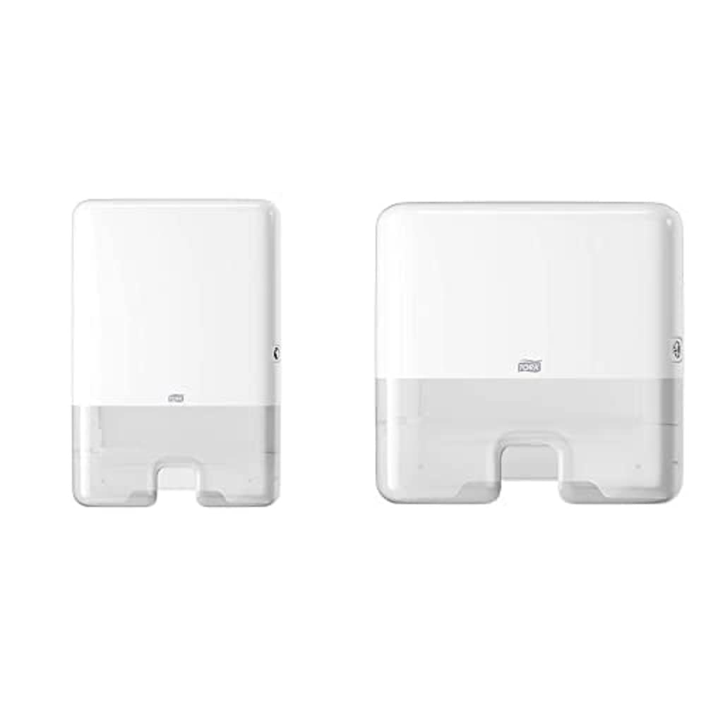 Tork Xpress Spender für Multifold Papierhandtücher 552000, Elevation Design H2, weiß & Tork Xpress Mini Spender für Multifold Papierhandtücher 552100, Elevation Design - Kompakter H2, weiß