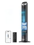 DREO Smart Tower Fan for Bedroom, 90° Oscillating 40" Standing Fan, 7.9m/s High-Speed 5 Speeds 4 Modes, Quiet Room Floor Fans, Touch/Remote/APP & Voice Control, Work with Alexa, 12H Timer, Silver