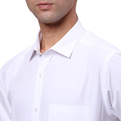 Image of Park Avenue Men Slim Fit Solid Pattern Cotton Blend Semi Cutaway Collar Full Sleeve Formal Shirt