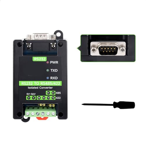 Kingke Efficient RS232 to RS485/422 - Convertidor aislado para sistemas de control industrial, puertos macho/hembra opcionales, indicadores LED