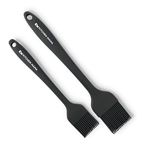 Kitchen Mama Backpinsel aus Silikon, hitzebeständig, zum Backen, Grillen, Kochen und Verteilen von Öl, Butter, Grillsoße oder Marinade, 2 Stück Spülmaschinenfest Cover