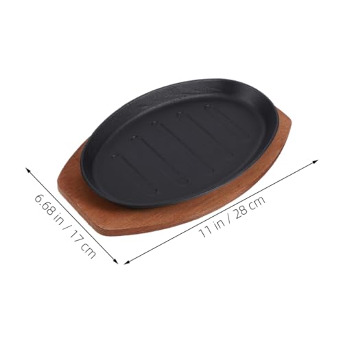 ZUNOXAZ Cast Iron Fajita Pan with Wooden Tray and Heat-Resistant Mitt Versatile Grill and Bakeware for Stovetop and Oven Cooking Even Heat Distribution Steak Platter for Home Barbecue - Image 9