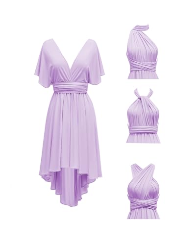 Image of Women's Short Convertible Dress with Bandeau High Low Infinity Bridesmaid Dresses Multi-Way Transformer Formal Dress