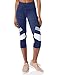 Amazon Marke - AURIQUE Damen-Sportlegging in 3/4-Länge mit Farb-Einsätzen, Blau (Navy/White), 38, Label:M