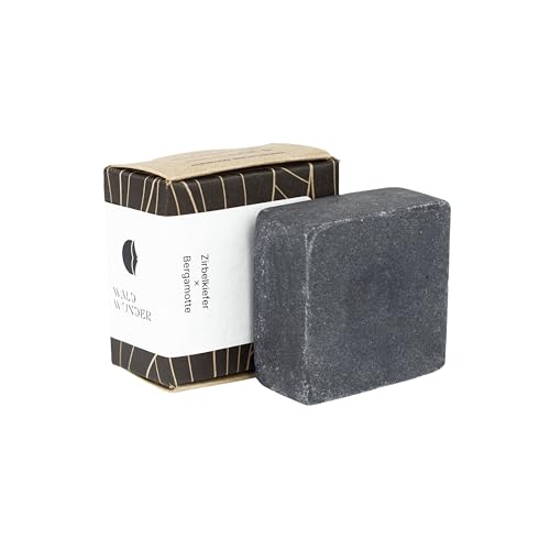 BARTZEUG Bartseife Waldwunder mit Aktivkohle x Sheabutter x Kakaobutter・sanfte, gründliche Reinigung ・vegan & handgefertigt in Deutschland ・schwarze feste Seife ・ideal für jeden Barttyp