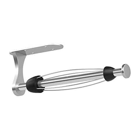 Swaitee Küchenrollenhalter mit Dämpfungseffekt ‎Silber, Einhandbedienung Küchenrollenhalter ohne Bohren, Schrank Edelstahl Papierrollenhalter Selbstklebend oder schraubben für Küche und Badezimmer Cover