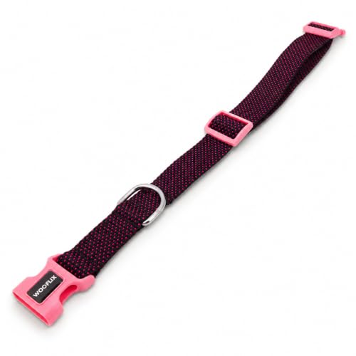 Image of Wooflix Premium Adjustable Dog Collar for Small, Medium & Large Breed Dogs | Heavy Duty Nylon Dog Neck Belt with Strong Buckle & D-Ring for Walking, Training & Daily Use (Pink, Extra Large)