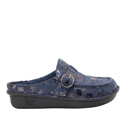 Image of Alegria Women's Brigid Leather Moc Toe Open Back Clog with Heel Cup