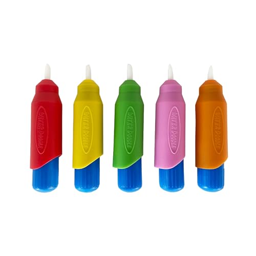 Image of 5 Multi-Color Aqua Brushes, Paint with Water Brush Set, Replacement Water Doodle Wow Pens by Kanga Toys for Drawing Books or Magic Mats, for Kids Ages 3+