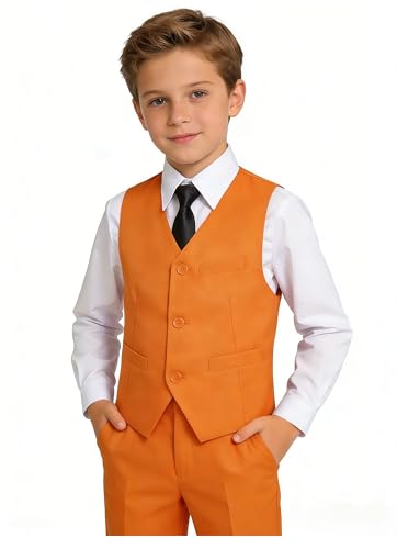 Image of YuanLu Boys Suit Dress Clothes Ring Bearer Outfit Homecoming Dresses Boy Vest and Pants Set for Kids Wedding Tuxedo Suits
