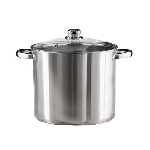 DOMOLETTI | Casserole avec Couvercle - 9L | Faitout Inox tous les types de cuisinières: vitrocéramique, électrique, à gaz et à induction | Marmite pour Induction | Va au Lave-Vaisselle