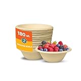 ECO SOUL [180 ml, 50 Pack Disposable Bagasse Bowls | Eco-Friendly, Biodegradable, Sugarcane Paper Bowls | for Serving Snacks & Dinner | Birthday, Wedding & Party | Round, Beige