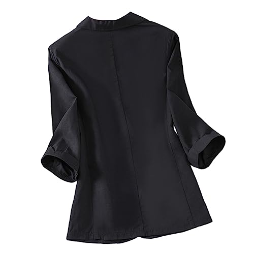 GIBZ Women's Linen Blazer Lightweight One Button 3/4 Sleeve Lapel Collar Oversized Suit Jacket Casual with Pocket for Summer2