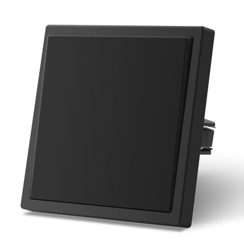 MVAVA Lichtschalter Unterputz, Standard Lichtschalter 1 Fach 1 Weg, Kunststoffe Wandschalter 80mm x 80mm, Schwarz, M2-Serie