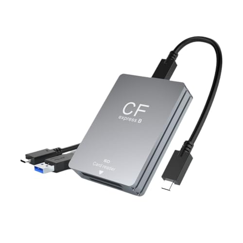 Ujjdwiurgh Lector de tarjetas CFexpress tipo B SD 2 en 1 USB 3.2 de 10 Gbps de doble ranura con cable USB C a USB C/A para SLR