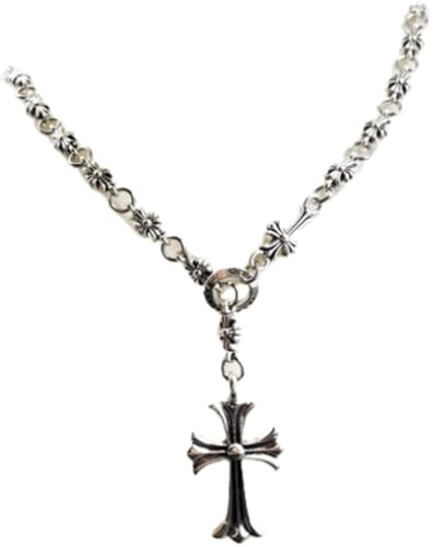Secret for Longevity Extra Long King Studio Vintage Gothic Silver Tone Adjustable Toggle Sliding Cross Pendant Necklace (28 inches)