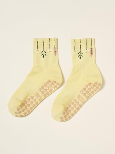 Image of Shapes Studio Half Calf Grip Socks, Cute Fruit Pilates Socks, Ruffle Socks, Non-Slip for Barre Yoga