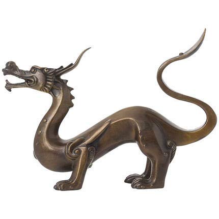 Statue de dragon porte-bonheur en cuivre véritable pour décoration intérieure
